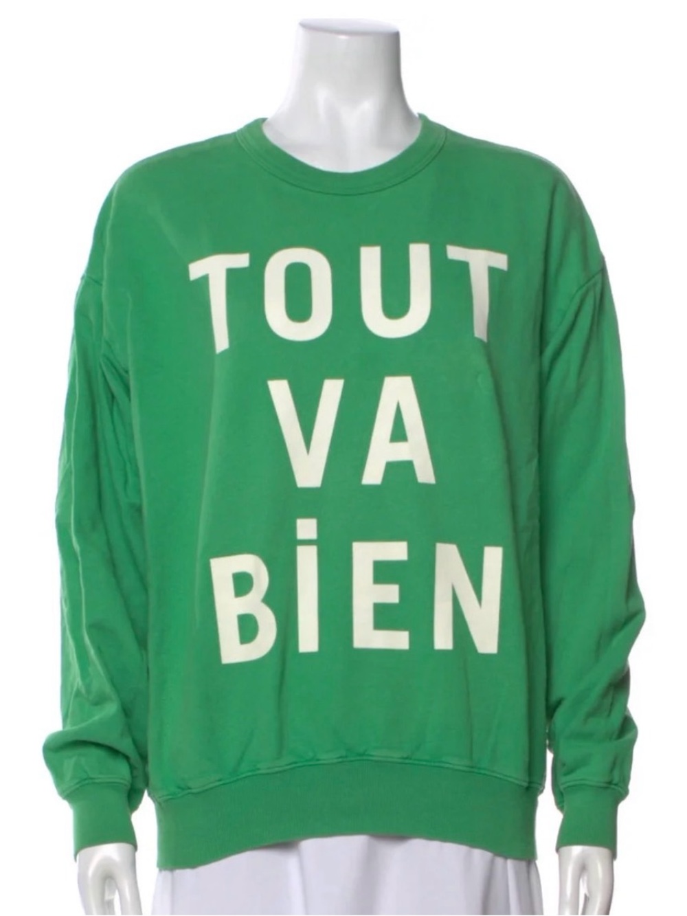 Clare V  'TOUT VA BIEN' Graphic Crewneck Sweater - size L